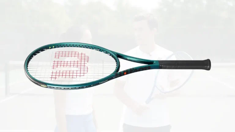 Wilson Blade 98 v9 tennis racket on court, reviewed in our Wilson Clash vs Wilson Blade comparison playtest on court